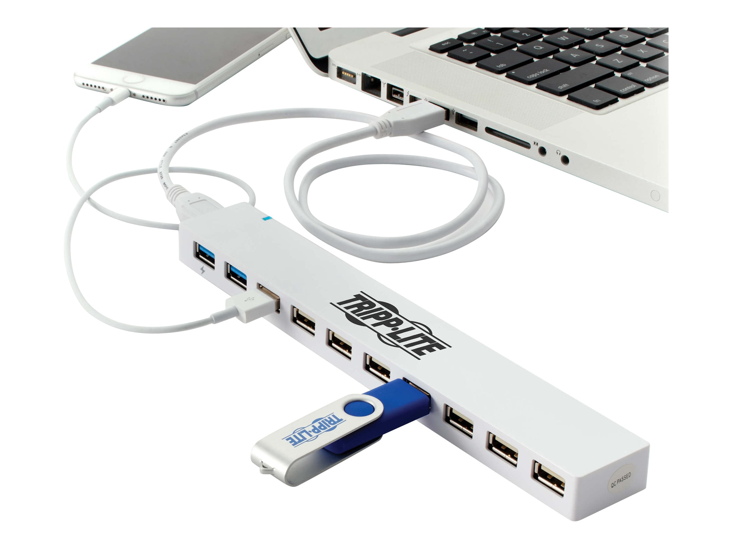 Tripp Lite 10-port 3.0 / 2.0 Combo Hub - , 2 3.0 & 8 2.0 Ports - Hub - 2 X Superspeed 3.0 + 8 X 2.0 - Desktp