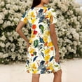 thumbnail image 5 of Horkkom Mini Dresses for Women V Neck Short Sleeve Pleated Dress Summer Casual A Line Sundresses S, 5 of 8