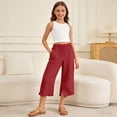 thumbnail image 2 of MuXiKeJi Clothes Girls Linen Pants Palazzo Loose Straight High Waisted Wide Leg Pants Summer Lightweight Dress Pant for Kids 5-6 Years, 2 of 7