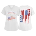 thumbnail image 2 of KDDYLITQ Womens 250th Anniversary Usa Tshirt Freedom Usa Star Stripes Short Sleeve Scrubs Tees Summer American Flag 4th Of July Blouses National Flag Print Floral V Neck Tops White L, 2 of 5
