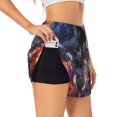 thumbnail image 1 of Balery Astronaut In Cosmic Garden Pantalones cortos deportivos para mujer con forro y dos bolsillos, elásticos, para entrenamiento, gimnasio, yoga-X-Large, 1 of 7