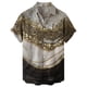 thumbnail image 1 of Camisas De Vestir Para Hombre Azul Casual Hombres Solapa Estampado Manga Corta Puños Botón Puerto Estilo Floral Camisa Sand Beach Hawaiianss Summer Top (Khaki, 4XL), 1 of 3