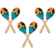 Beistle 6 Piece 8" Hand Decorated Wood Tropical Maracas For Luau Theme Hawaiian Party Supplies, Celebrating With You Since 1900, Multicolor