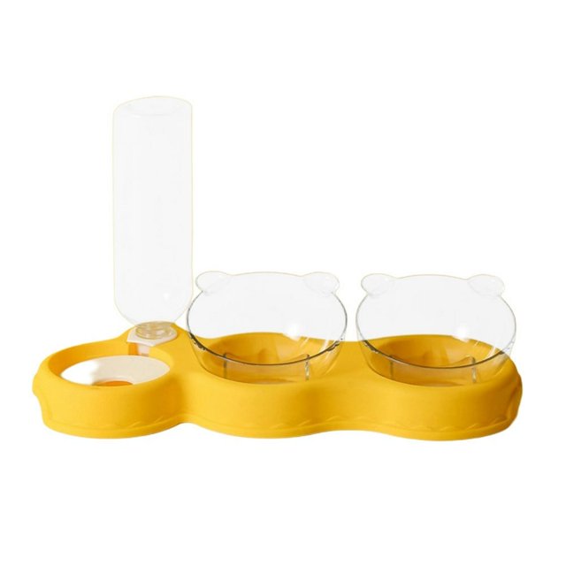 Bol Double pour Chat Fontaine d'Alimentation Automatique Blanc Bleu