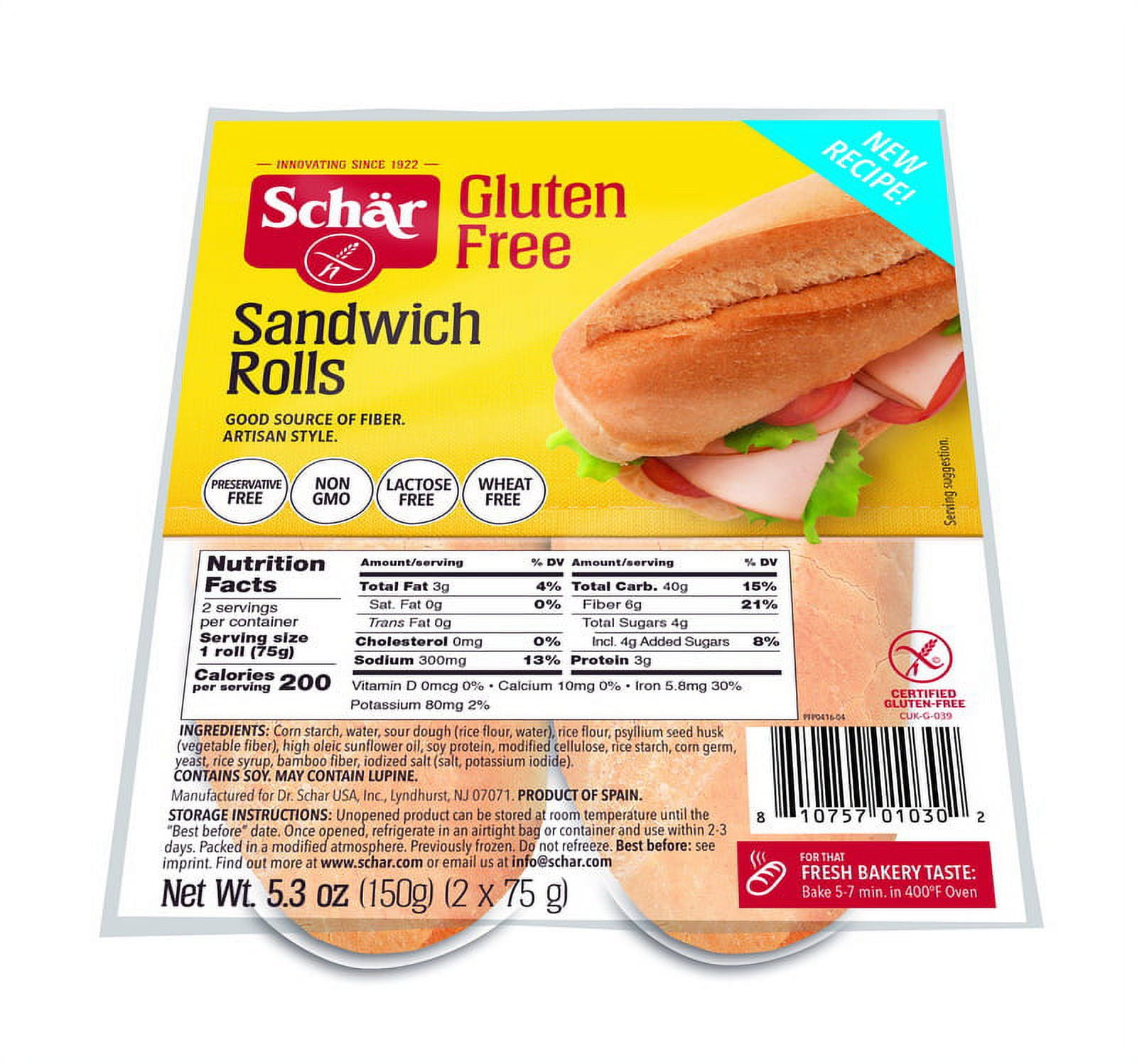 Schar Gluten Free Sandwich Rolls, 5.3 oz - Case of 7