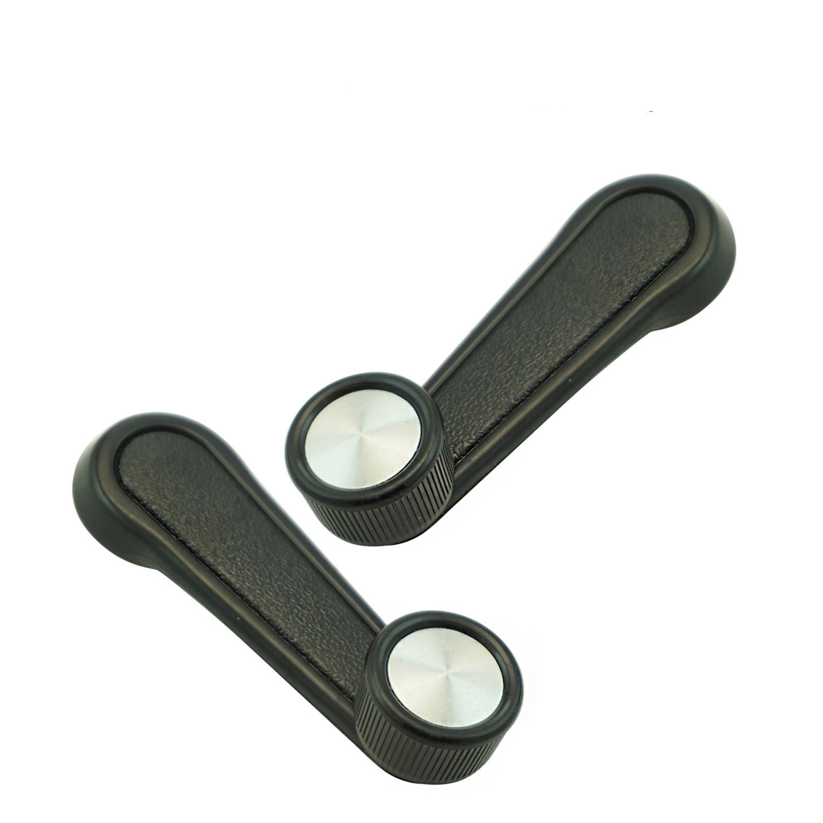 Manual Window Crank Handle Black with Chrome Center Left/Right Pair For