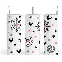 Halloween Tumbler 20Oz, Spider Tumbler with Lid, Straw, Brush and Non-Slip Base, Use like Water Bottle, Coffee Mug, Travel Mug, Wine Cup. Woman Gift, Stainless Steel Skinny Tumbler (SweetSpider)
