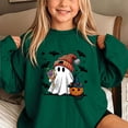thumbnail image 7 of DJDLJWCJ Girls Halloween Fleece Sweatshirt Long Sleeve Crew Neck Oversized Graphic Pullover Kids Fall Casual Halloween Sweatshirts Green Size 5T, 7 of 7