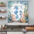 thumbnail image 4 of Seahorse Coastal Sheer Curtains 45 Inches Long, Summer Nautical Starfish Coral Grey Wooden Light Filering Curtains, Breathable Simi Curtain Privacy Drapes for Kitchen Bathroom Small Window Treatment, 4 of 9