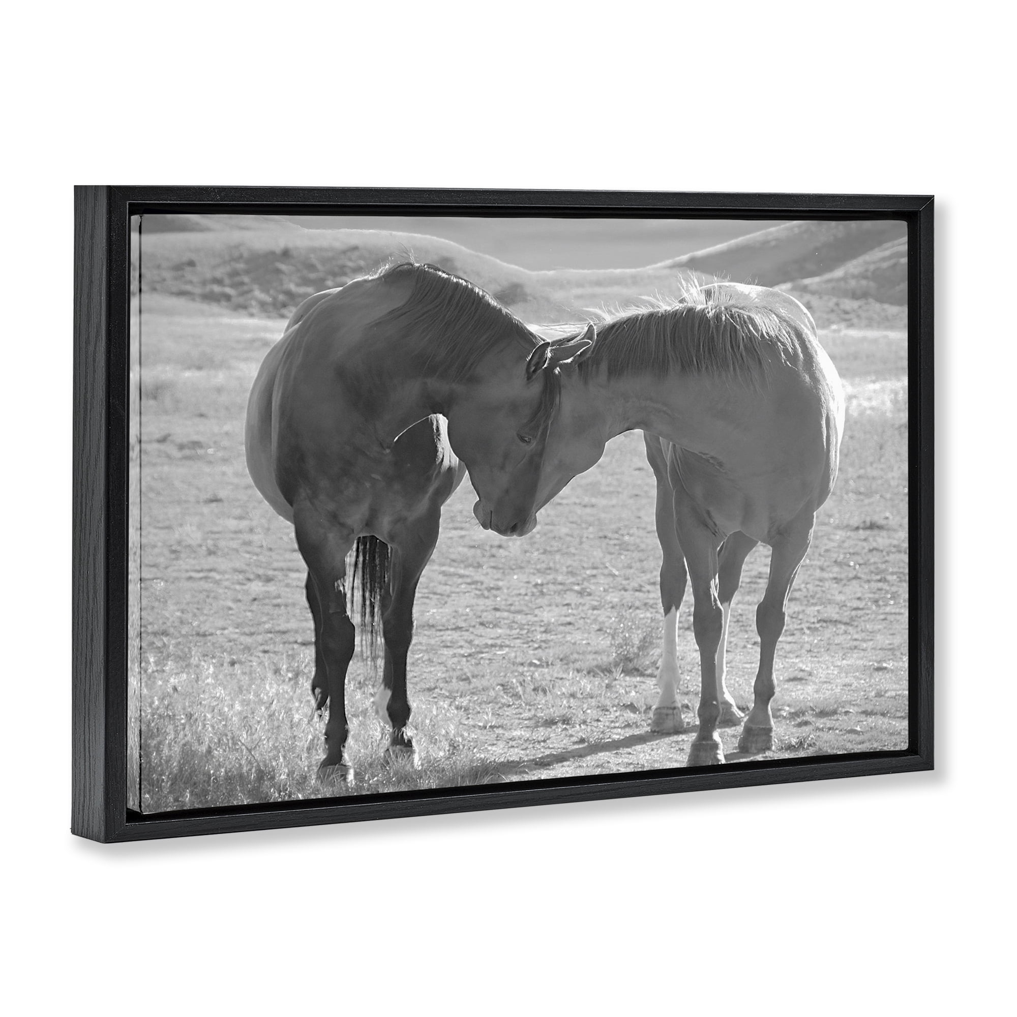 Stupell Industries Sweet Nothings Bond Between Horses Black Framed Floater Canvas Wall Art, design by Steve Toole