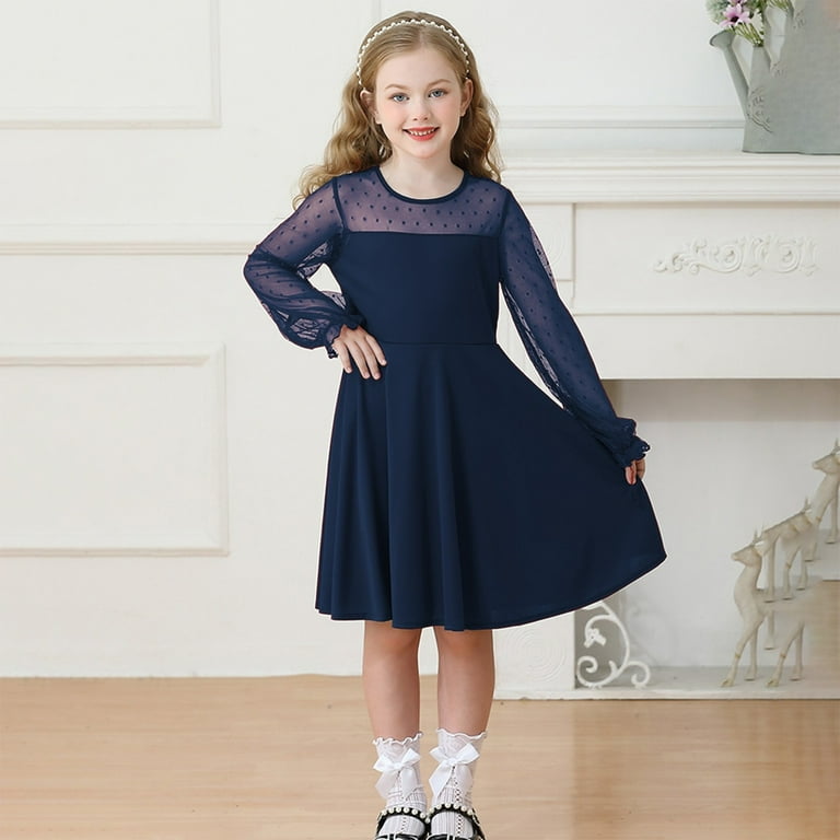 white christmas dresses Navy Blue Square Neck Summer Dress with Short Sleeves