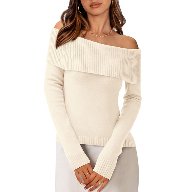 Suéter PRETTYGARDEN de Hombros Descubiertos con Canalé Talle S