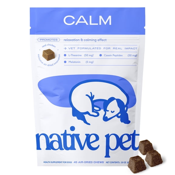 Native Pet Calm Chews Supplement for Dogs, Promotes Calming Effect & Reduced Hyperactivity, 45-Count Pack