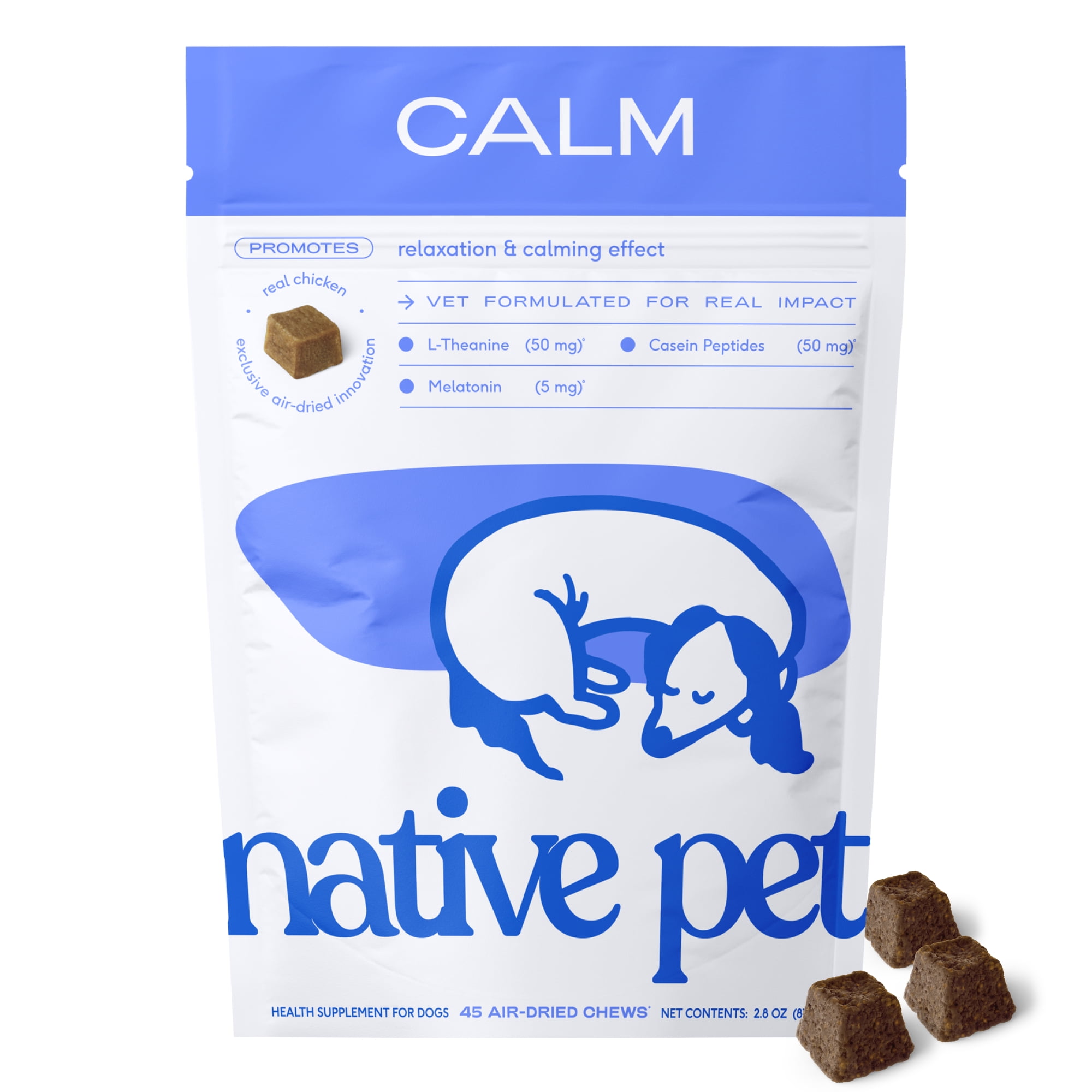 Native Pet Calm Chews for Dogs, Calming Support, No Hemp, 45 count