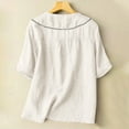 thumbnail image 6 of Mittory Women's Casual Cotton Linen Button Up Lapel Doll Collar Shirt Spring Summer Ruffled Half Sleeve Loose Blouse Top, 6 of 6