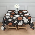 thumbnail image 3 of Black Halloween Ghosts and Pumpkins Square Tablecloth,Waterproof Square Table Cover,Wipeable Spillproof Washable Table Cover for Home Kitchen Party Decor 52"x52"(132x132cm), 3 of 6
