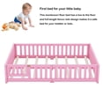 thumbnail image 4 of Bellemave Queen Size Floor Bed with Door and Fence  Floor Bed with Bed Slats Sturdy Wood Floor Bed Montessori Bed Frame(Queen, Pink), 4 of 14