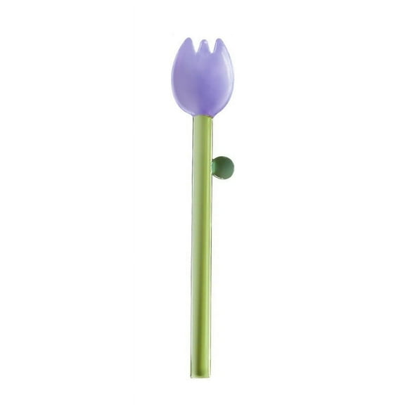 pvdgvd Sun Flower Glass Stirring Spoon, Long Handle Transparent Borosilicate for Ice Cream Coffee Cocktails, Cute & Durable