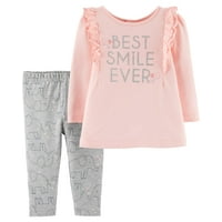 Long Sleeve Ruffle Blouse & Pants, 2-Piece Outfit Set (Baby Girls)