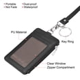 thumbnail image 3 of Uxcell Vertical PU Leather 5 Card Slots ID Badge Holder Zipper Wallet with PU Lanyard and Key Ring, Black, 3 of 6