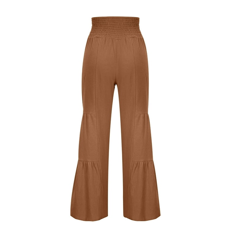 週末セール　ayakawasaki linen frill pants Hfyihgf Women Summer High Waisted Cotton Linen Pants Lace-Up