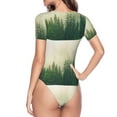 thumbnail image 4 of Daiia Fog Forest Women'S Crew Neck Short Sleeve Slim Fit T Shirts Tops Basic Bodysuit Leotard Clothing-Medium, 4 of 9