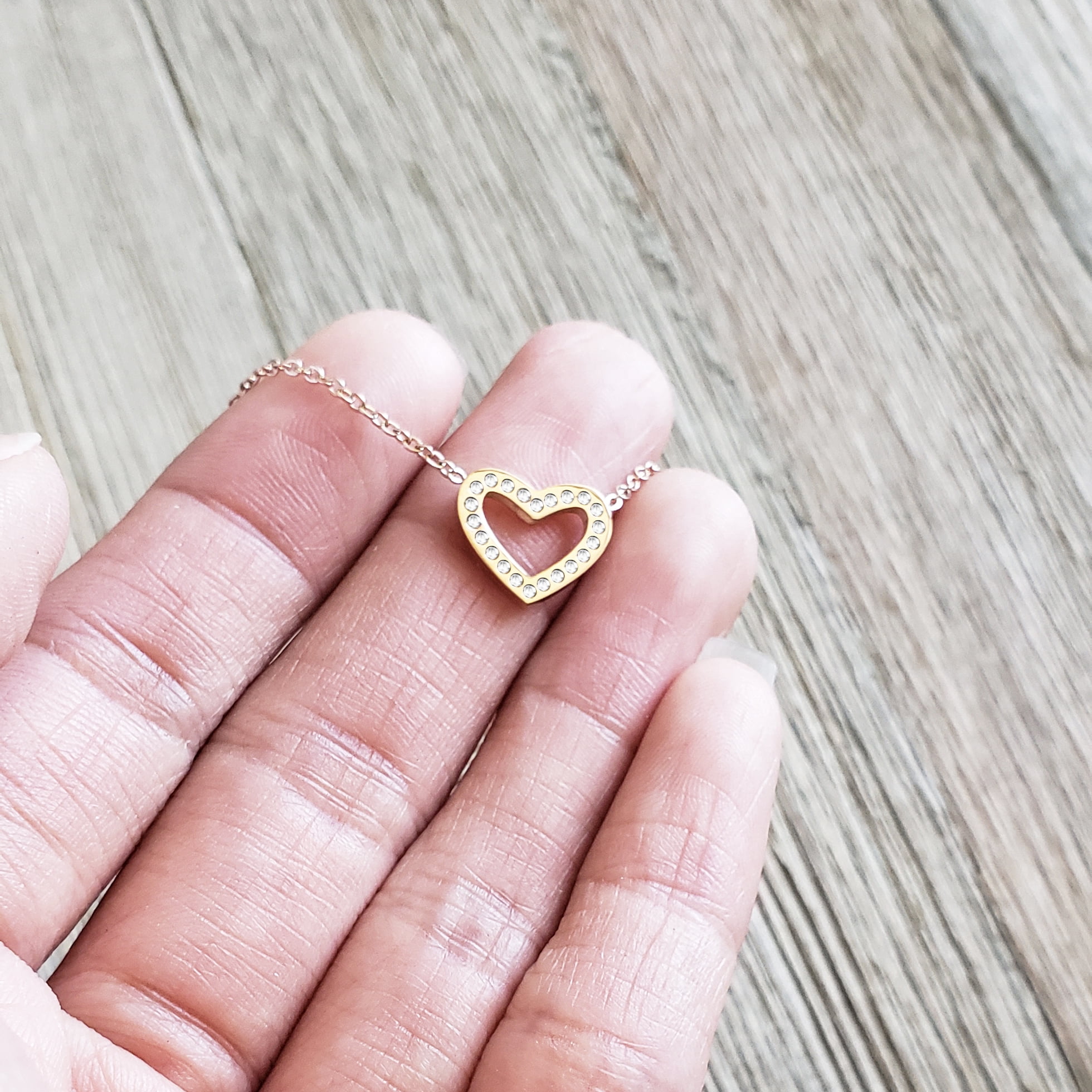 Anavia Mother's Day Gift for Fiancee, Engagement Gift, Gifts for Fiancee, Gift for Mom, Heart Necklace, Necklace for Fiancee, Gift for Mother's Day, Anniversary Gift - [Rose Gold]