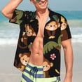 thumbnail image 4 of Uemuo Monkeys Swinging from Palms Printed Regular Fit Short Sleeve Casual Hawaiian Shirt for Men,Aloha shirt,Tropical shirt,Floral print shirt,Vacation Beach shirt-XX-Large, 4 of 9