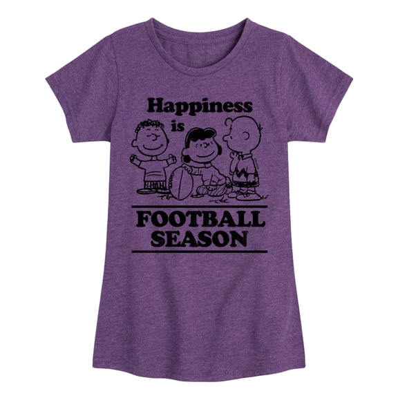 Peanuts - Happiness Is Football Season - Toddler And Youth Girls Short Sleeve Graphic T-Shirt