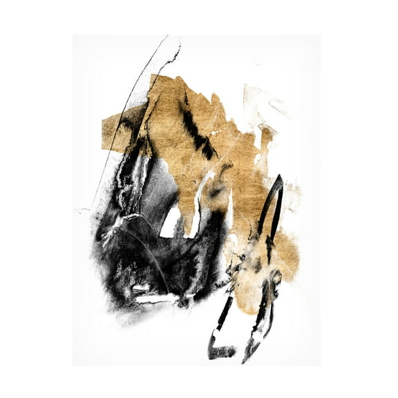 Jennifer Goldberger 'Black And Gold Splash IV' Canvas Art