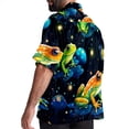 thumbnail image 3 of Starry Sky Frog Men's Short Sleeve Hawaiian Beach Shirts, Casual Printed Button Down Spread Collar Tops, Summer Unisex Style, 3 of 6