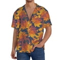 thumbnail image 7 of Lsque Vintage Abstract Maple Leaf Art print Men's Cuban Collar Short Sleeve Shirt Summer Beachwear Casual Button Down Fashionable Vacation Leisure Shirt-X-Large, 7 of 7
