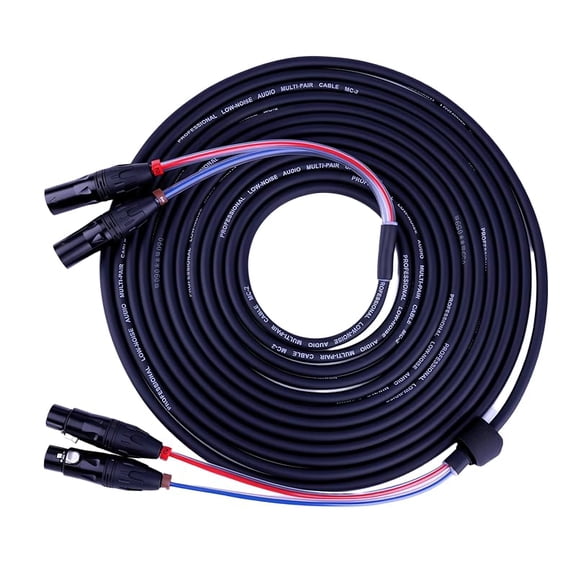 Bescoos 2 Channel Professional Multi-Media Snake Cable 4 Pairs Male to Female 3 Pin XLR Balanced Audio Extension Cable (2-Channel_25Ft)