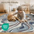 thumbnail image 4 of ODIKA 6'x9' Washable Area Rug Front Fluid Door Subtle Drifting Motifs Bedside Beige Ru Skid for Queen Size Bedroom, Under Bed, Master Suite, Easy Care, Non-Shedding, 4 of 7