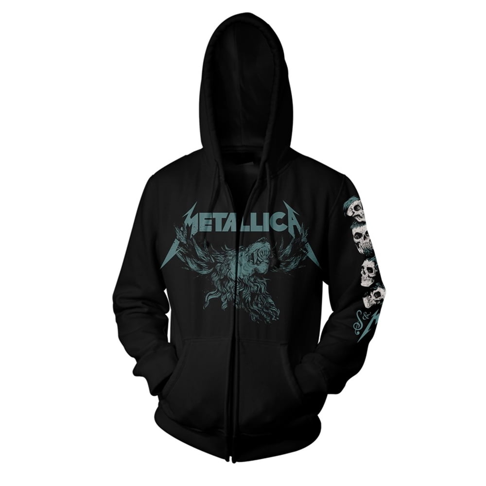 Men S Metallica S M2 Skulls Zippered Hooded Sweatshirt Large Black Walmart Com