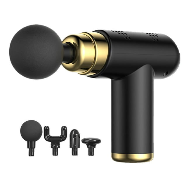 Mini Deep Tissue Massager 4 Massage Heads Type-C Charging 1200mAh (Black)