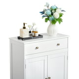 Zimtown White Wooden 2-Door Bathroom Cabinet Storage Organizer with 2 ...