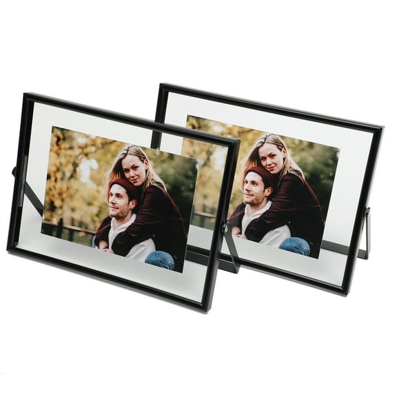 AhaGo 5x7 Black Floating Picture Frame, 2 Set, Horizontal, For Photo 5x7, 4x6, 3.5x5, Classy For Festival, Wedding