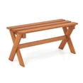thumbnail image 5 of 36" Outdoor Wood Bench - Solid Hardwood Patio Dining Bench for 2, Teak Oil Finish, 5 of 8