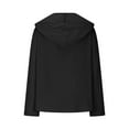 thumbnail image 5 of ABATAB Cotton Linen Shirts for Women Casual Button down Long Sleeve Hooded Pullover Tops Lightweight Breathable Loose Fit V Neck Hoodies(Medium,Black 1), 5 of 6