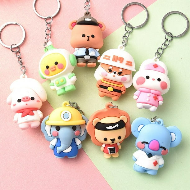 Keychain Creative Cartoon Key Chain Silicone Jewelry Animal Panda Key Rings Car Bag Keyring Soft Kawaii Forest Animals heqiyong toy