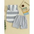 thumbnail image 4 of Bslissey Toddler Baby Boys 2Pcs Outfits Sleeveless Striped Hooded Tank Tops + Elastic Waist Shorts 6M 12M 18M 24M 3T Infant Casual Summer Short Pants Sets, 4 of 9