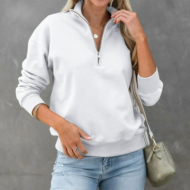 Women Half Zip Up Sweatshirt, Half Zip Pullover Stylish Long