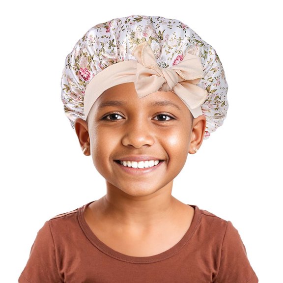 LIIPEE Girls Boys Night Cap Cartoon Printed Stretch Bowknot Sleep Cap Protection Caps Girl Trendy Sport Hats,Beige,One Size