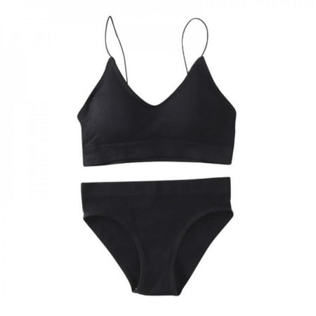 

[Clearance!]Women Sports Beauty Back Suit Removable Chest Pad Thin Shoulder Strap Bra Panties Sets Threaded Sling No Steel Ring Bra Suit
