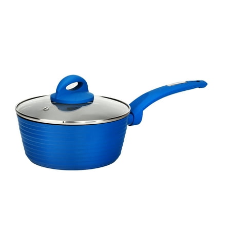 

NutriChef Saucepan Pot with Lid - Non-Stick Stylish Kitchen Cookware with Light Gray Inside and Blue Outside 1.5 Quart (Works with Model: NCCW12BLU)