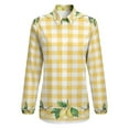 thumbnail image 4 of Lemons And Leaves on A Yellow And White Background Long Sleeve Blouse Woman Streetwear Casual Shirts Summer Oversize Woman Streetwear Clothing Birthday Present, 4 of 7