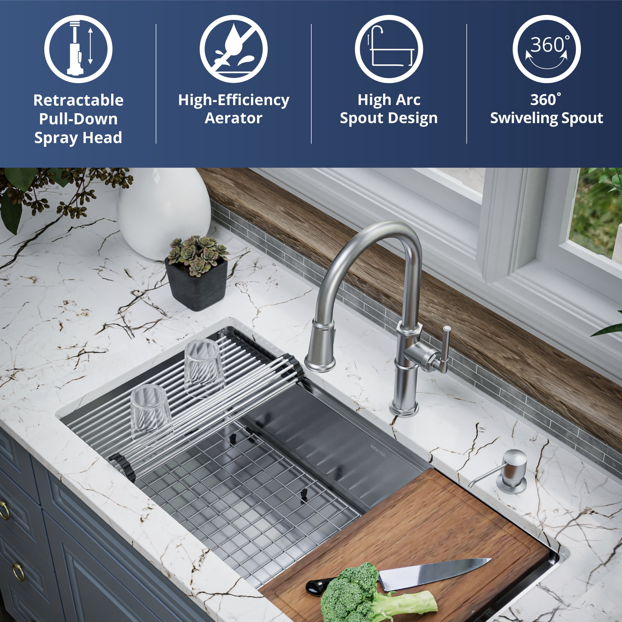 Karran Usa KKF365GG Brampton 1.8 GPM Single Hole Kitchen Faucet - Gunmetal Grey