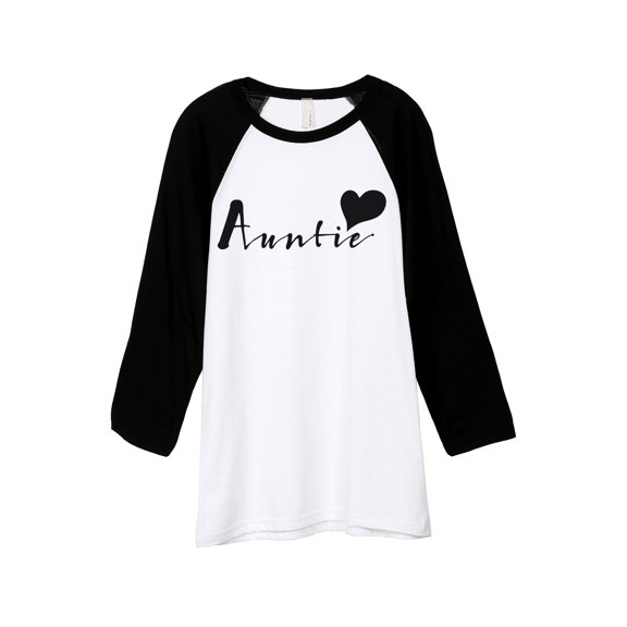 Thread Tank Auntie Heart Unisex 3/4 Sleeves Baseball Raglan White Black X-Small