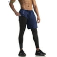 thumbnail image 6 of BadPiggies Men's 2 in 1 Running Compression Tights Pants Quick Dry Athletic Workout Legging with Zipper Pockets Towel Loop (M, Navy), 6 of 8